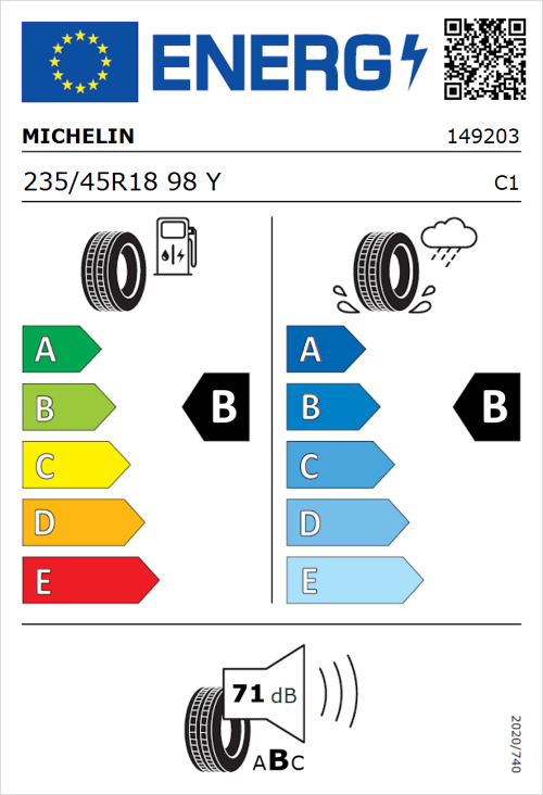 Tyre Label for Michelin Pilot Sport 4 (Acoustic) 235/45R18 98Y