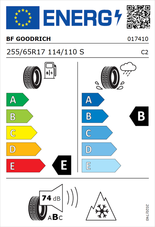 Tyre Label for BF Goodrich All-Terrain T/A KO3 255/65R17 114/110S